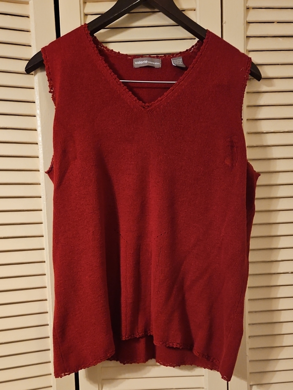 Y2K Deep Red V-Neck Sleeveless Knit Top